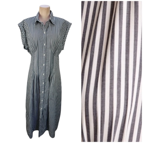 Abercrombie & Fitch Dresses & Skirts - Abercrombie & Fitch Striped Short-Sleeve Midi Shirt Dress XL Tall